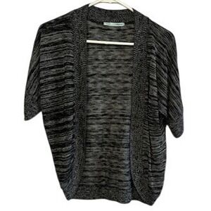 Maurices Womens Space Dye Open Front Cardigan Sweater Grey Black Short Sleeve S